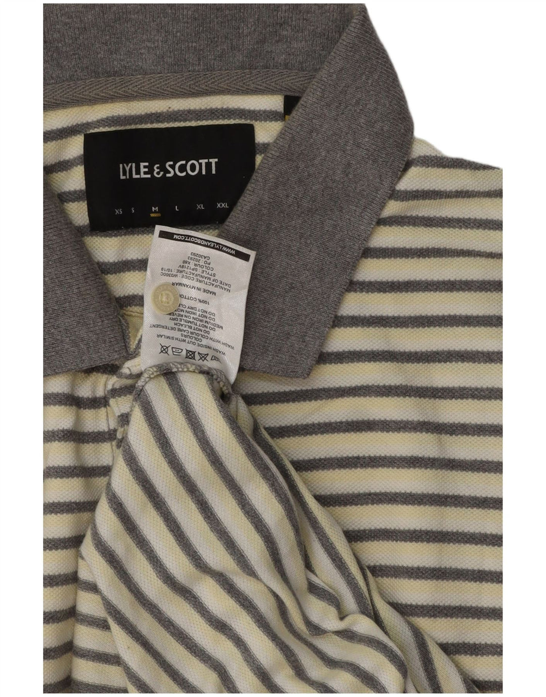 Camisa polo masculina Lyle & Scott de algodão listrado branco médio