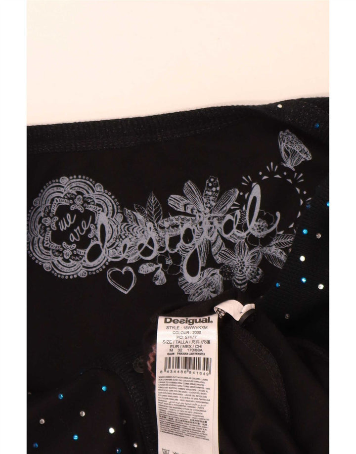 Vestido bolha feminino de manga comprida Desigual Reino Unido 12 médio preto geométrico