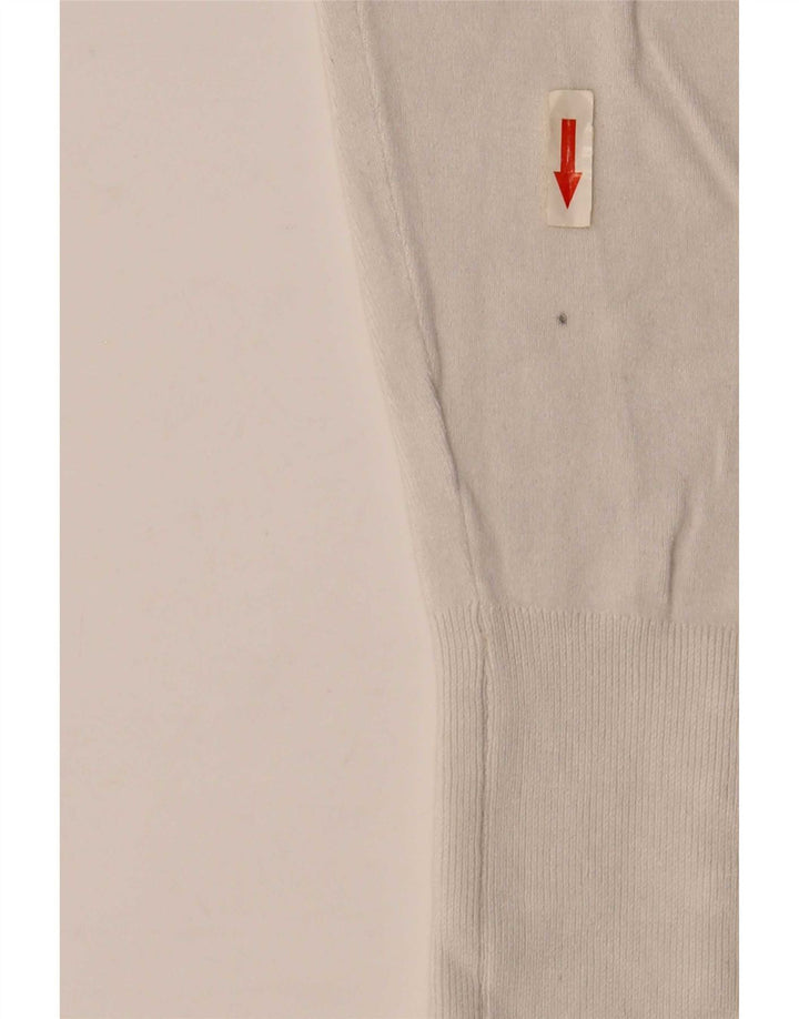 Suéter feminino Zara com gola redonda, Reino Unido 12, viscose branca média