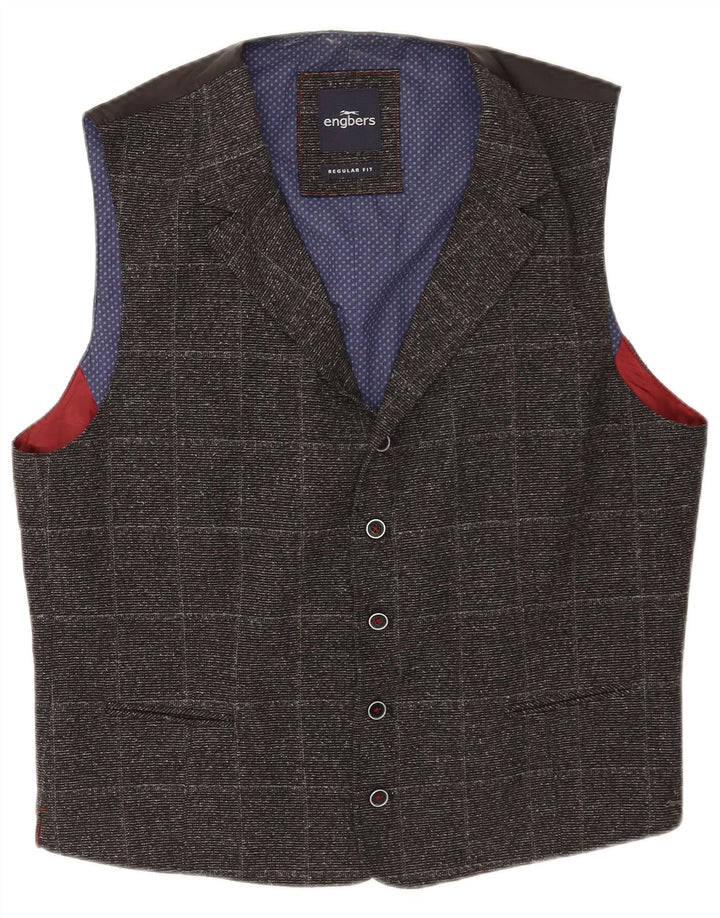 Colete masculino Engbers Regular Fit IT 54 XL poliéster xadrez cinza