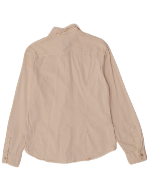 Camisa feminina Think Pink de ajuste regular Reino Unido 14 algodão branco médio