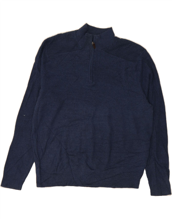 DOCKERS Mens Zip Neck Jumper Sweater Large Navy Blue Acrylic Vintage Dockers and Second-Hand Dockers from Messina Hembry 