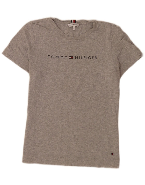 Tommy Hilfiger Womens Graphic T-Shirt Top UK 8 Small Grey Flecked