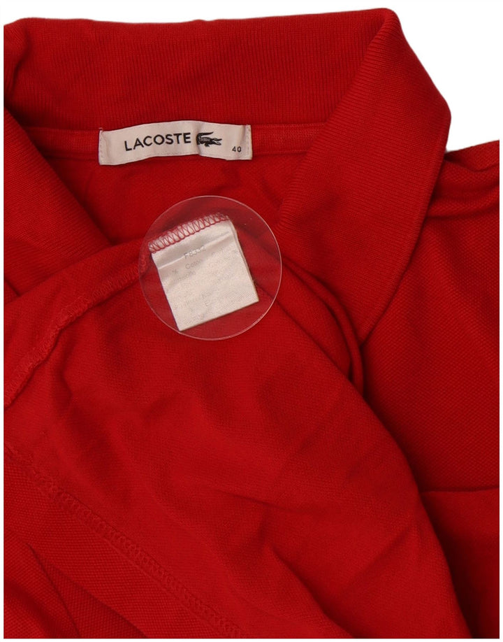Lacoste camisa polo feminina de manga comprida tamanho 40 médio algodão vermelho