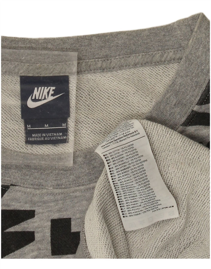 NIKE feminino gráfico moletom jumper UK 14 médio cinza algodão