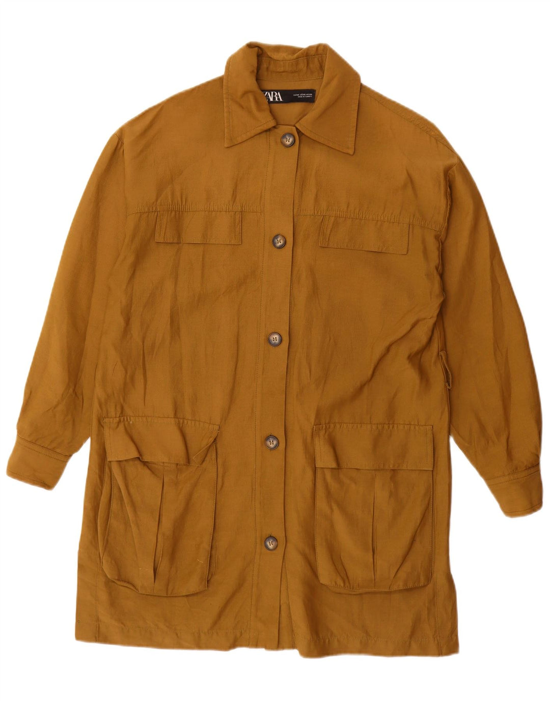Zara Womens Oversized Utility Jacket UK 6 XS Bege Algodão