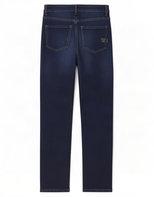 Calça jeans feminina Marks & Spencer Sienna Straight UK 8 pequena W26 L25 azul marinho