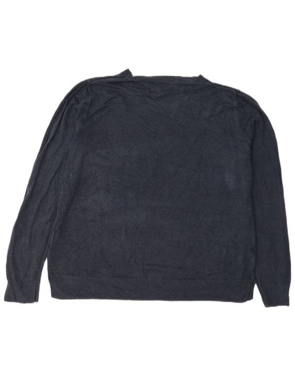 Suéter feminino Marks & Spencer com gola canoa Reino Unido 18 XL azul marinho acrílico