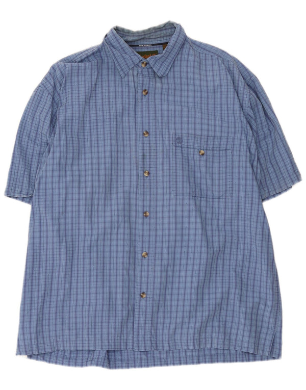 Camisa masculina de manga curta Timberland XL azul xadrez algodão