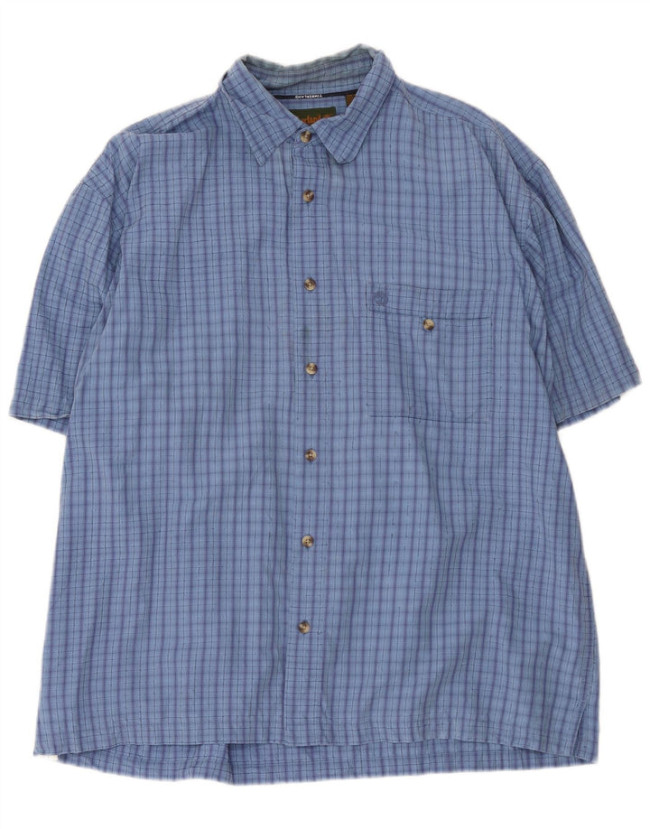 Camisa masculina de manga curta Timberland XL azul xadrez algodão