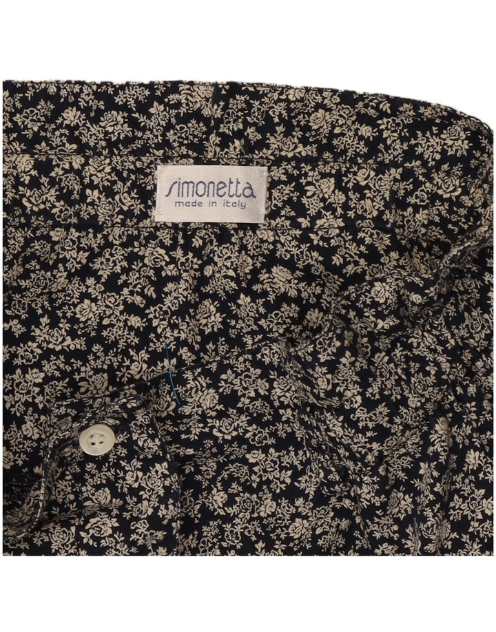 Saia feminina Simonetta plissada em linha A W26 pequena azul marinho floral