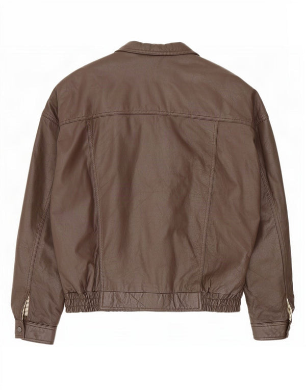 Jaqueta de couro bomber masculina vintage IT 58 4XL marrom