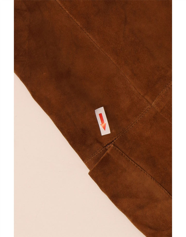 Jaqueta blazer masculina vintage de camurça com 1 botão Reino Unido 36 pequena marrom