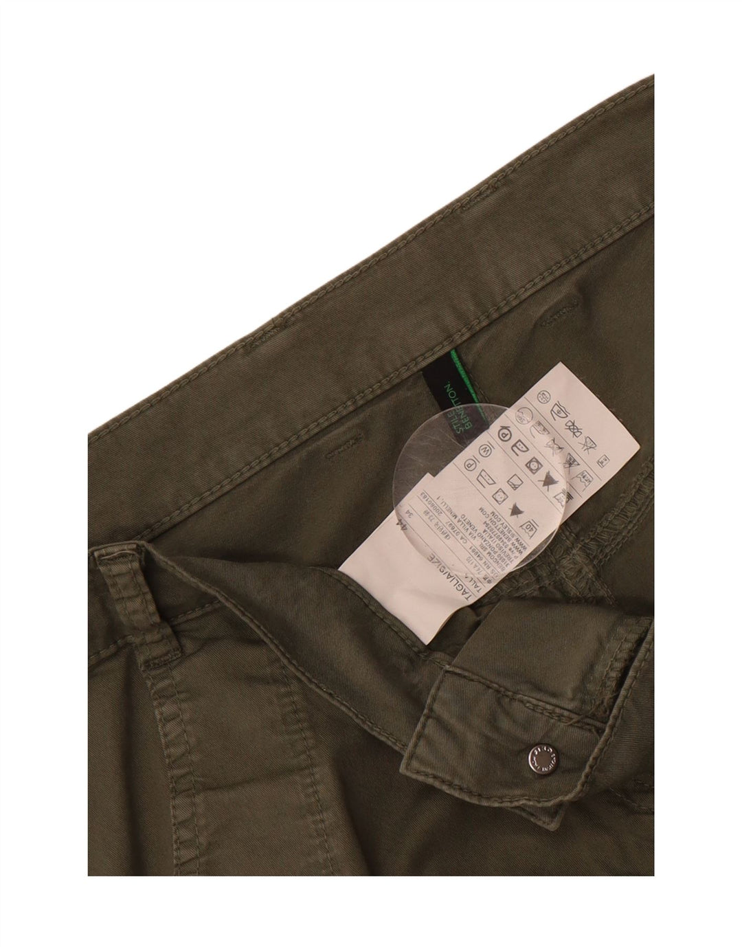BENETTON Womens Joggers Cargo Trousers IT 44 Medium W34 L31 Khaki Cotton Vintage Benetton and Second-Hand Benetton from Messina Hembry 