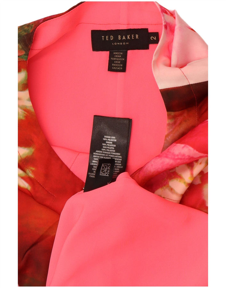 Vestido bainha feminino Ted Baker tamanho 2 pequeno poliéster floral multicolorido