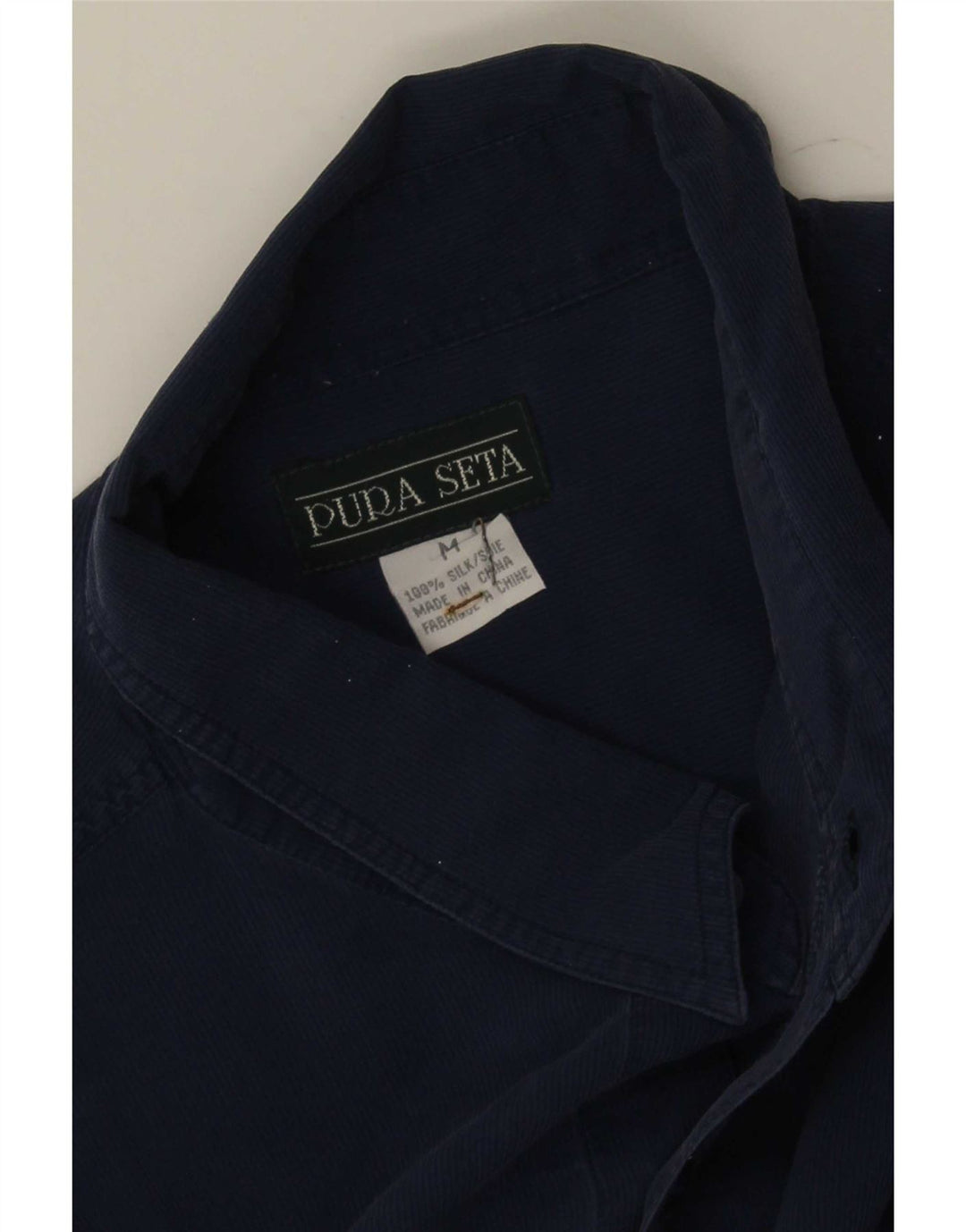 Camisa masculina vintage média azul marinho seda
