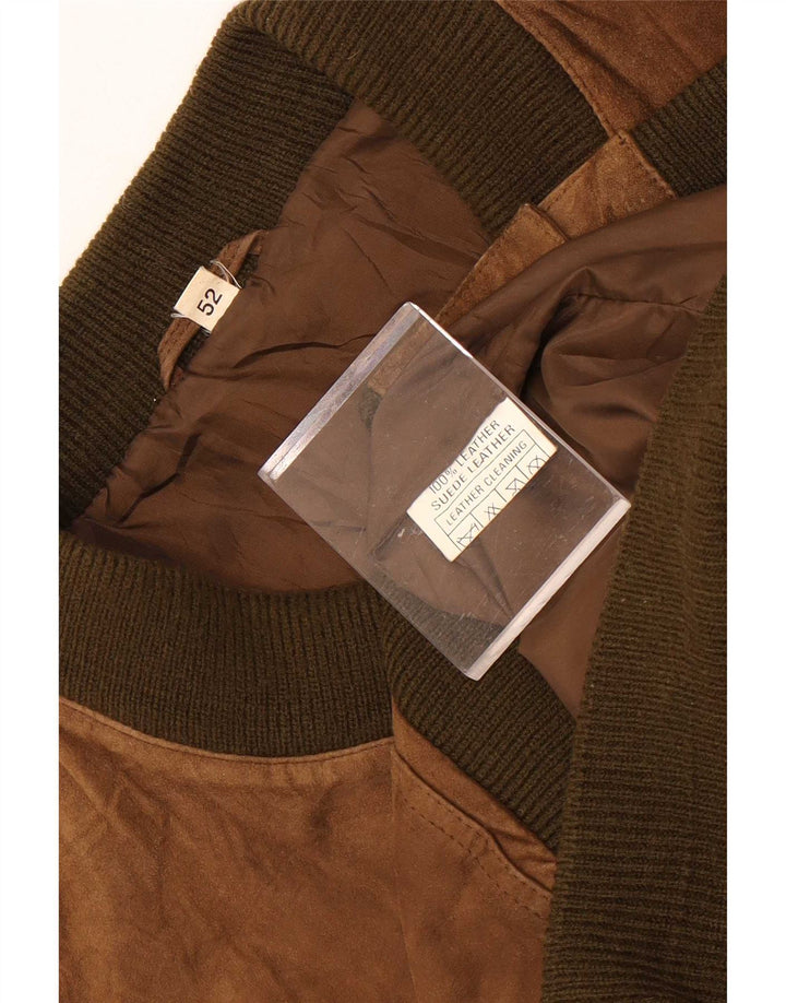 Jaqueta bomber masculina vintage em camurça IT 52 XL couro marrom