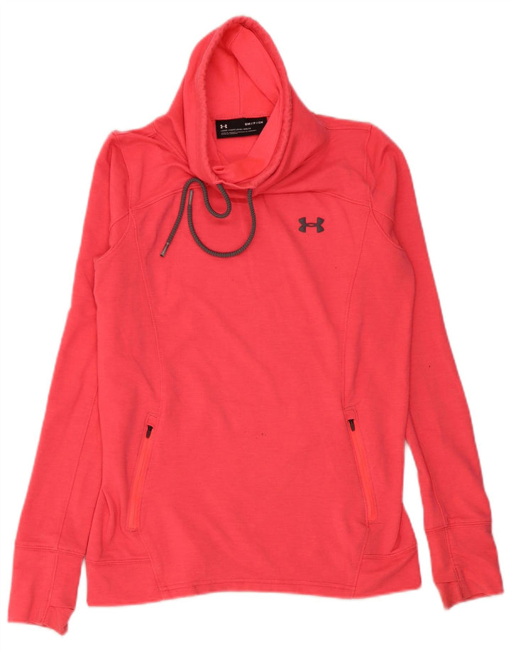 Suéter feminino Under Armour com gola redonda e poliéster rosa pequeno UK 10