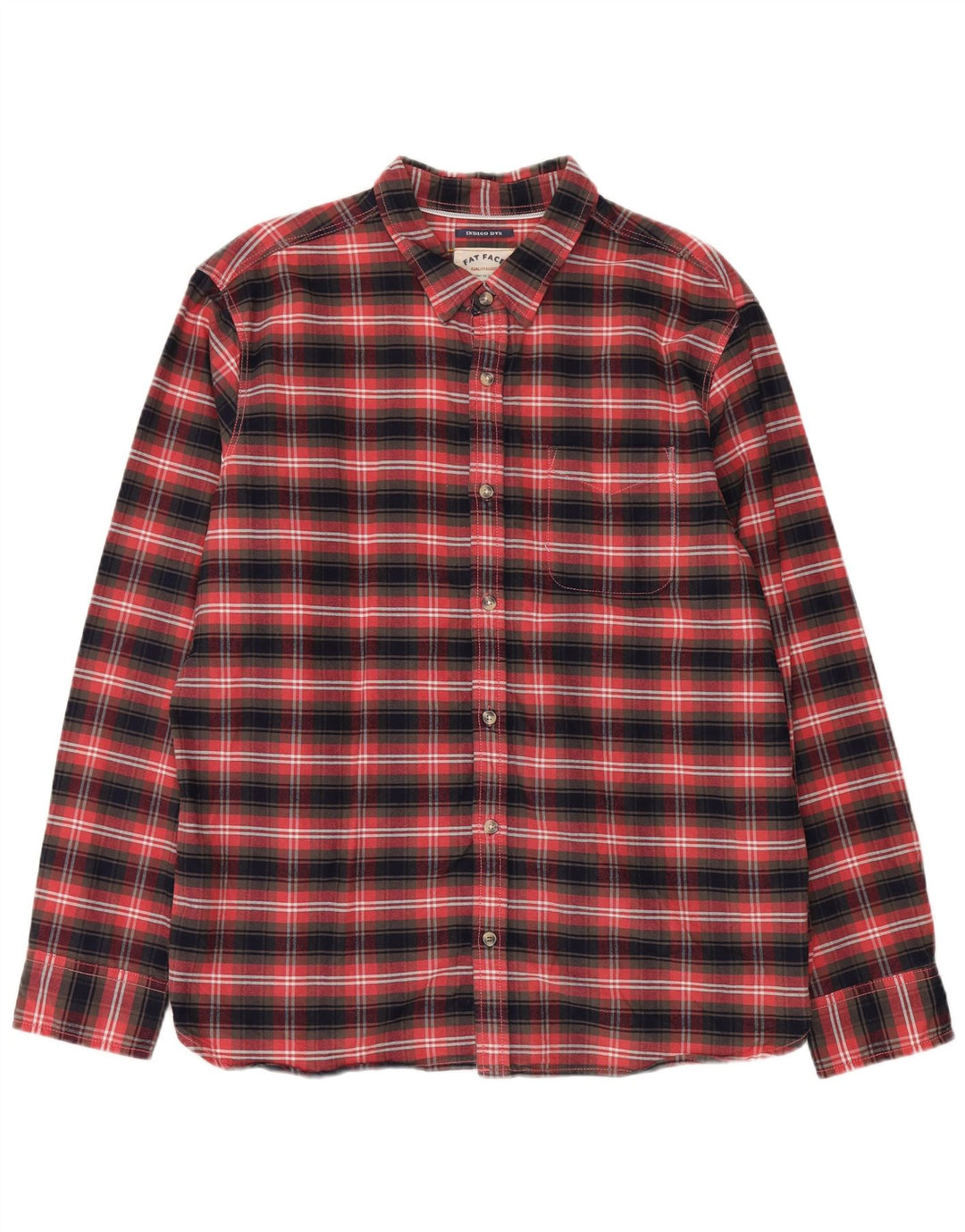 Camisa masculina de flanela Fat Face XL algodão xadrez vermelho