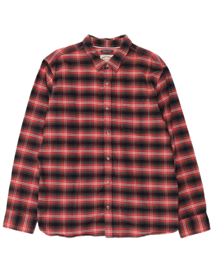 Camisa masculina de flanela Fat Face XL algodão xadrez vermelho