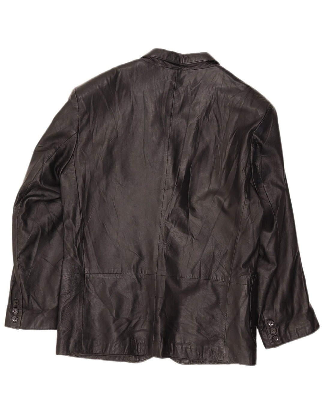 Jaqueta blazer feminina vintage de couro com 3 botões IT 42 médio preto