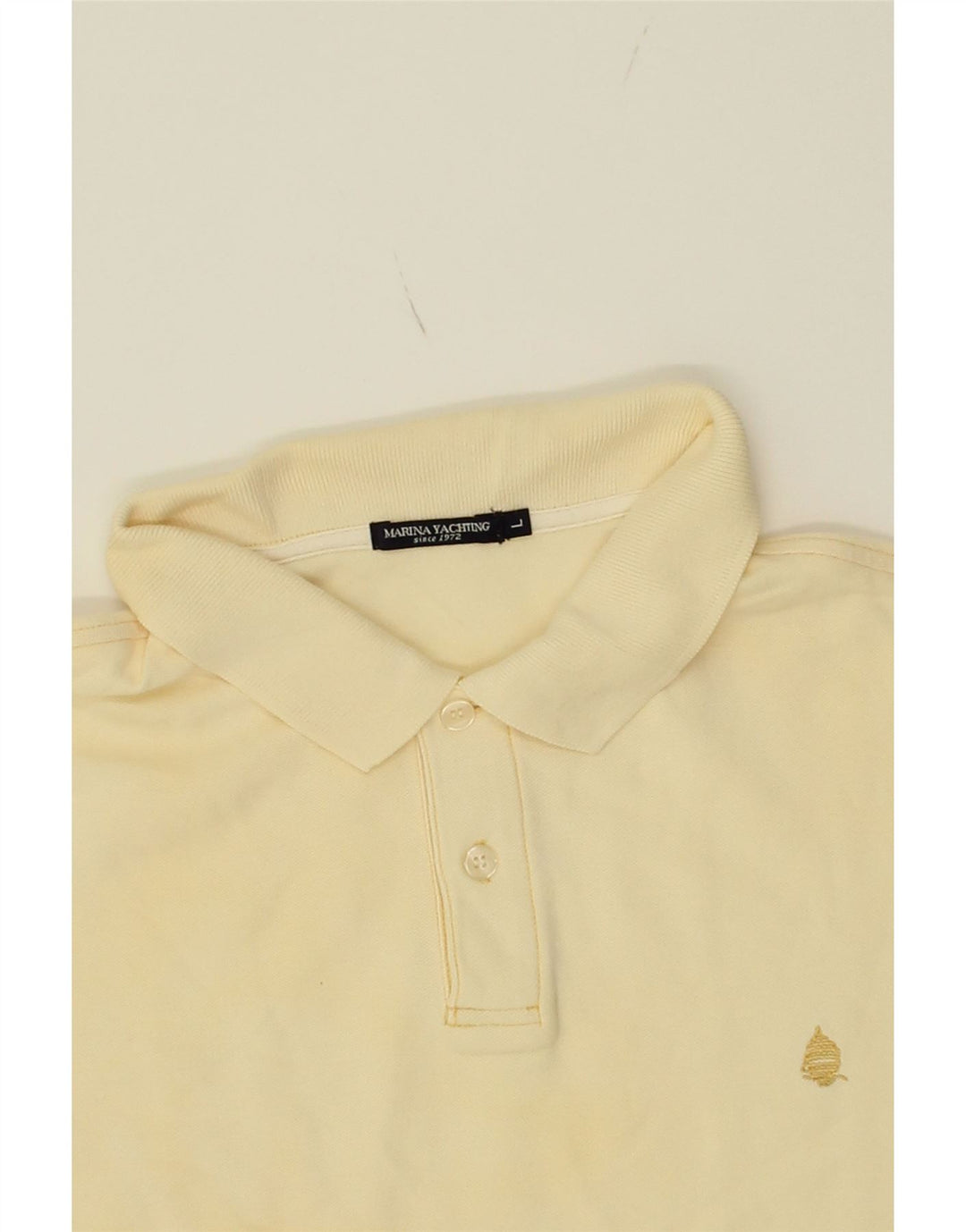 MARINA YACHTING Mens Polo Shirt Large Beige Cotton Vintage Marina Yachting and Second-Hand Marina Yachting from Messina Hembry 