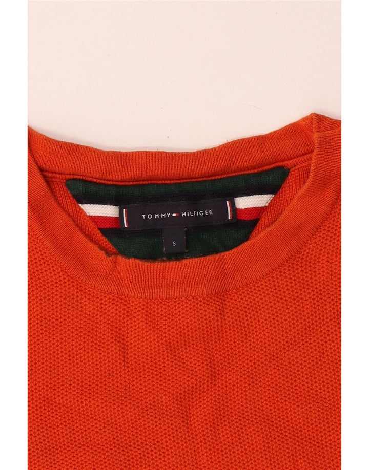 Tommy Hilfiger Suéter masculino com gola redonda pequeno laranja