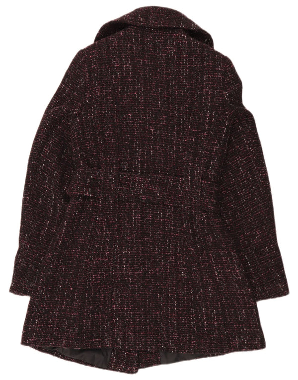 Casaco feminino Jane Norman com peito duplo Reino Unido 10 pequeno acrílico manchado roxo