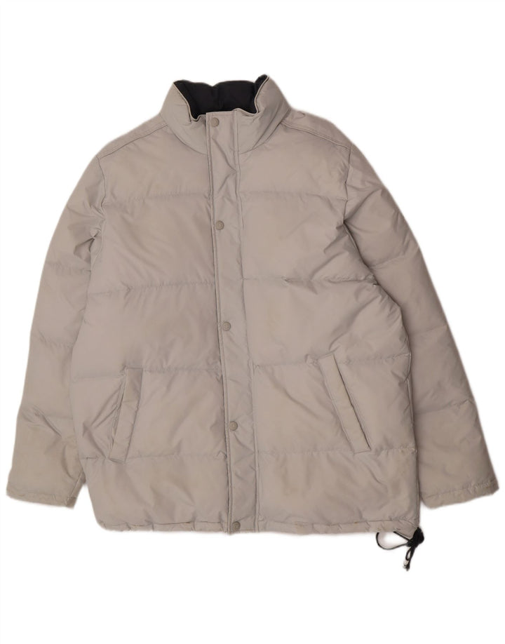 Jaqueta masculina acolchoada com capuz Champion UK 40 grande cinza nylon