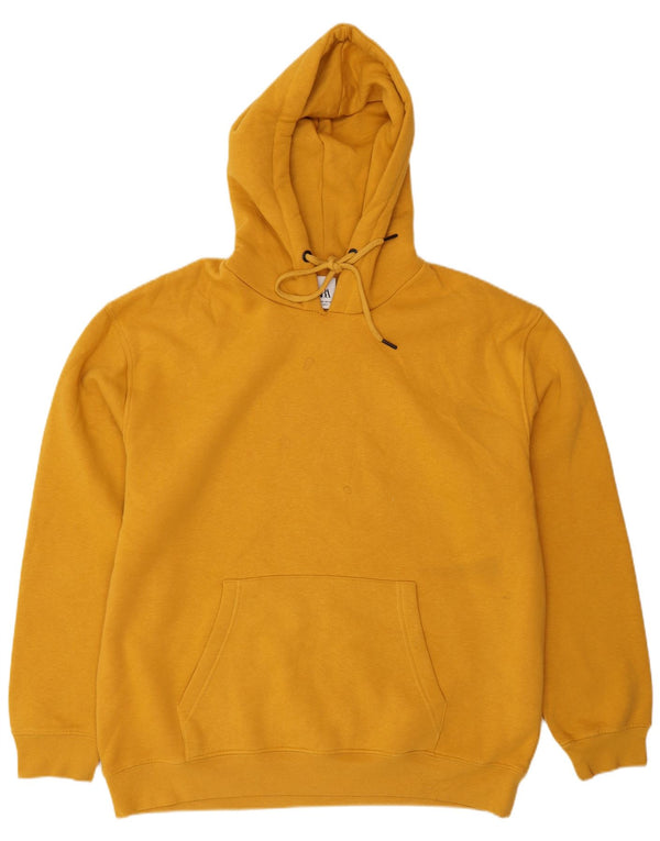 Zara Mens Hoodie Jumper XL Amarelo Algodão
