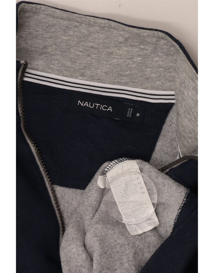 Nautica moletom masculino com zíper e gola alta algodão azul marinho médio