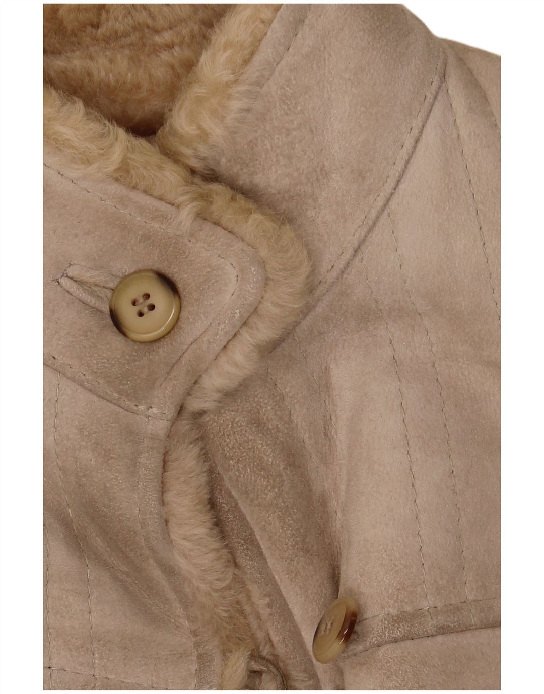 Casaco feminino vintage de shearling IT 46 grande couro bege