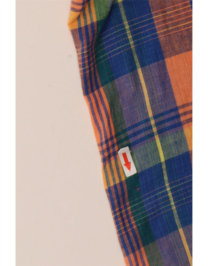 Camisa masculina vintage de ajuste regular tamanho 45/46 2XL algodão xadrez multicolorido