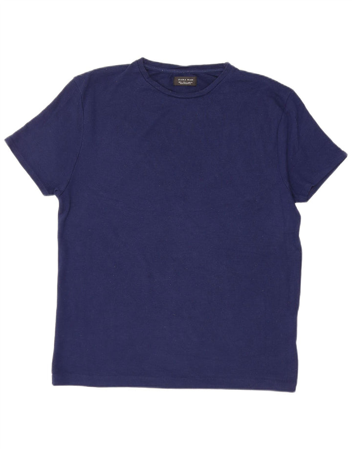 Camiseta masculina ZARA grande poliéster azul marinho