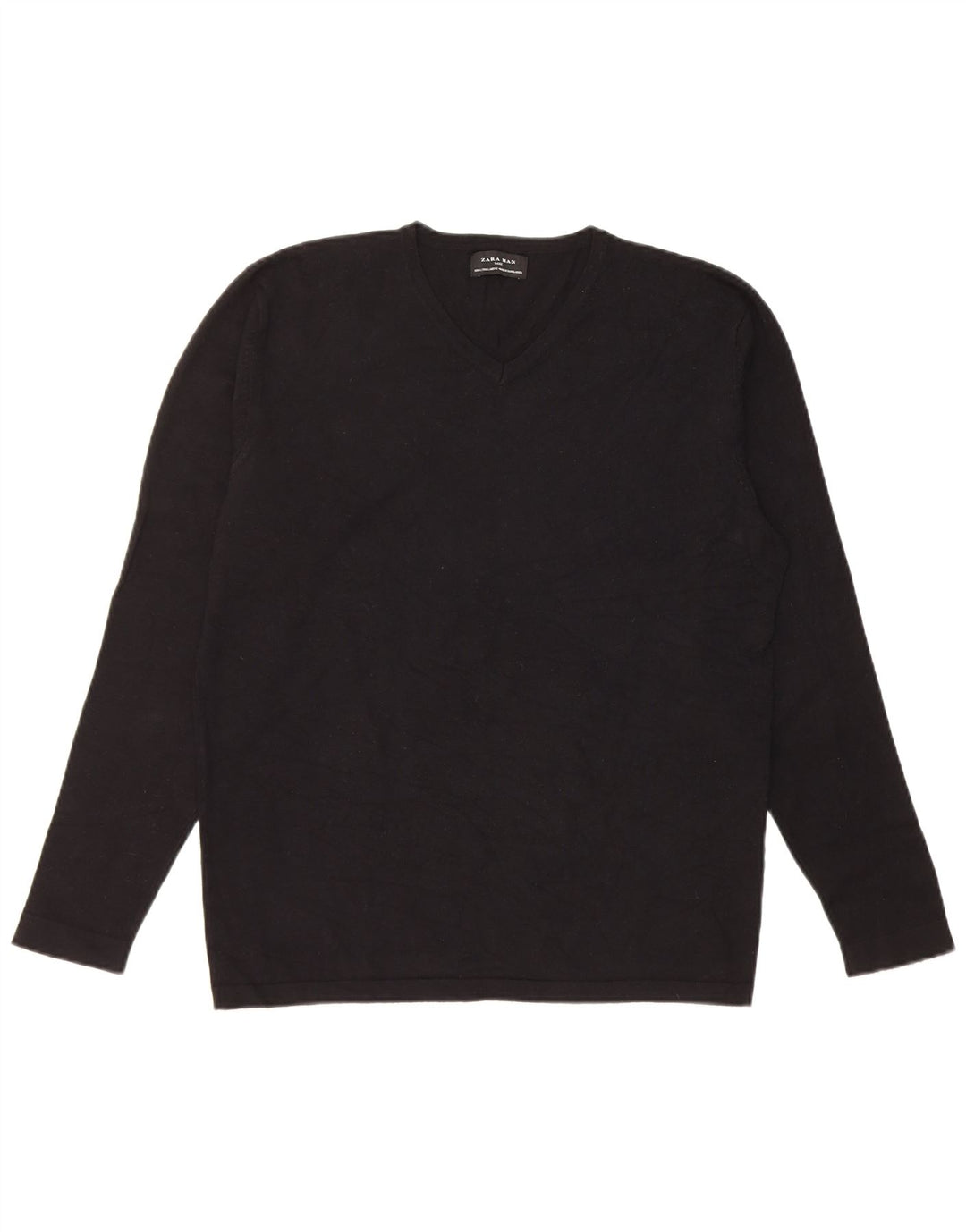 Suéter masculino Zara com decote em V grande viscose preta
