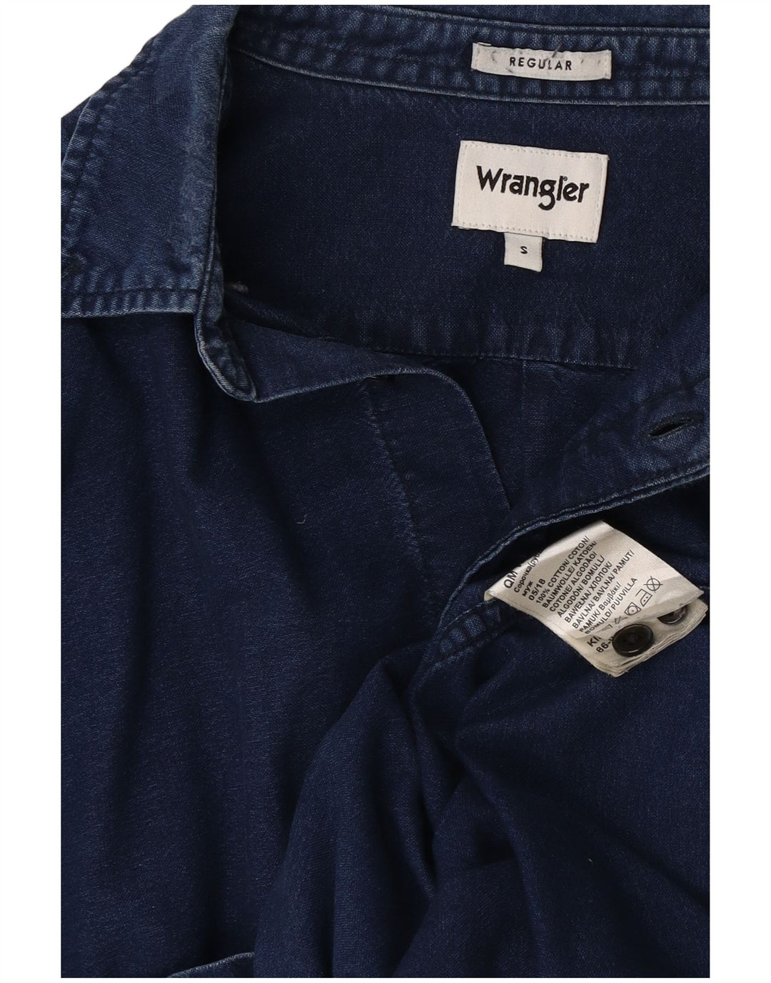 Wrangler Camisa jeans masculina pequena algodão azul marinho