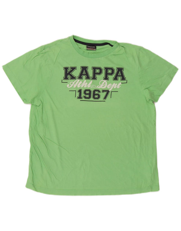 Camiseta gráfica masculina Kappa Top grande de algodão verde
