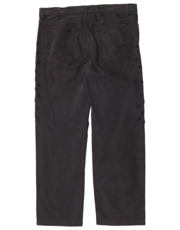 Just Cavalli Calça jeans reta masculina desgastada IT 50 grande W36 L30 preta