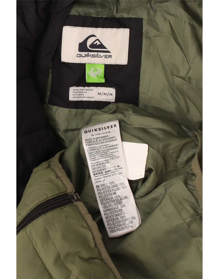 Jaqueta masculina acolchoada com capuz Quiksilver Reino Unido 38 bloco colorido verde médio