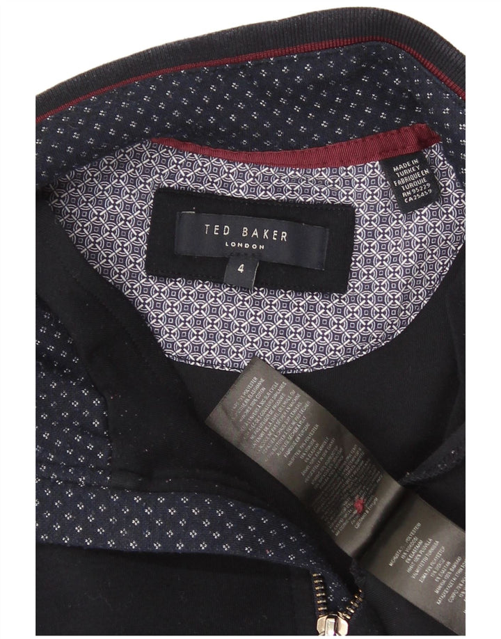 Suéter masculino Ted Baker com zíper e pescoço, tamanho 4, grande, azul marinho, poliéster