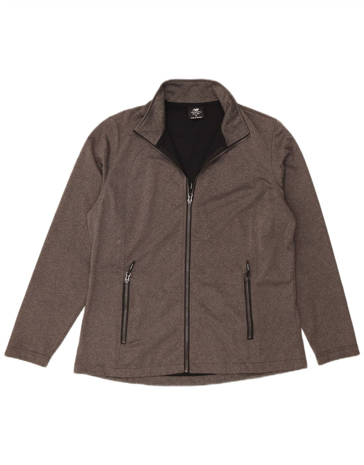 Jaqueta masculina New Balance de poliéster cinza médio