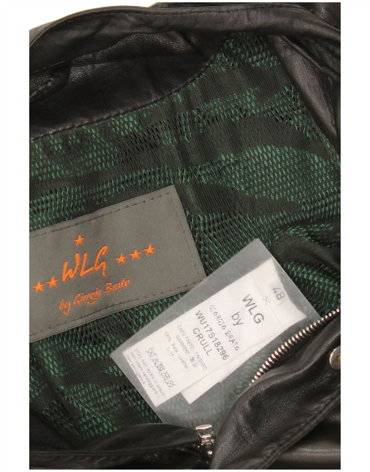 Jaqueta de couro masculina IT 48 couro preto médio