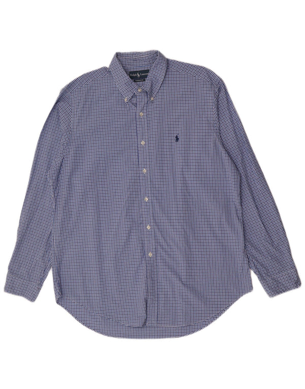Camisa masculina Ralph Lauren Classic Fit XL azul algodão guingão