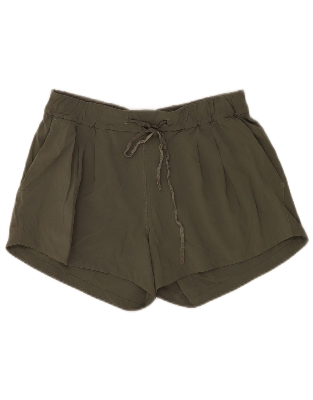 Shorts esportivos femininos Lululemon EUA 6 poliéster cáqui médio