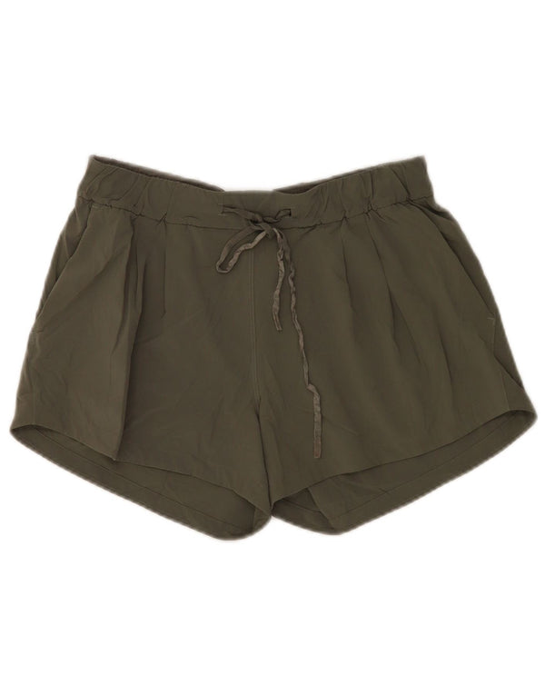 Shorts esportivos femininos Lululemon EUA 6 poliéster cáqui médio