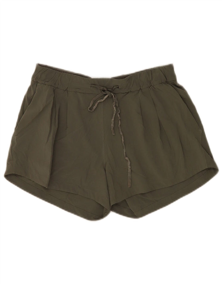Shorts esportivos femininos Lululemon EUA 6 poliéster cáqui médio