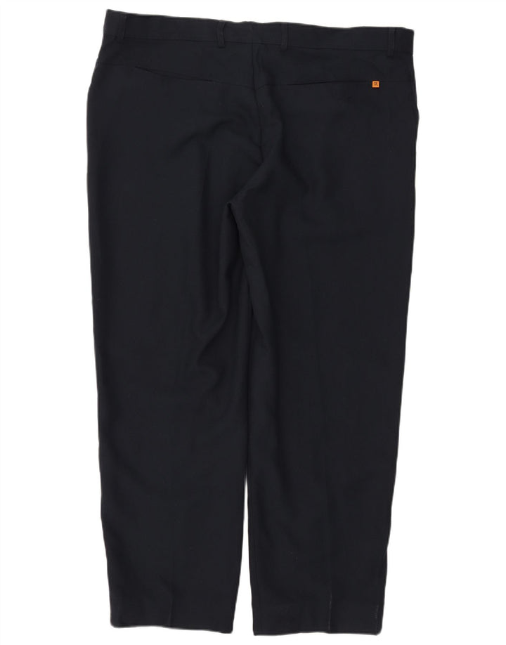 Calça masculina reta casual Farah W42 L31 poliéster azul marinho
