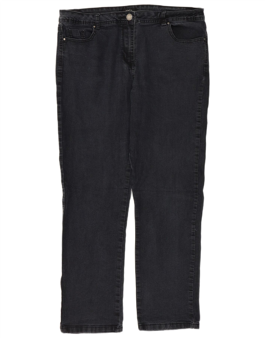 Calça jeans reta feminina M&Co Reino Unido 16 grande W36 L30 cinza