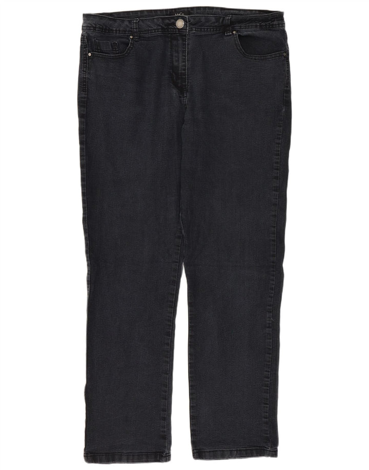 Calça jeans reta feminina M&Co Reino Unido 16 grande W36 L30 cinza