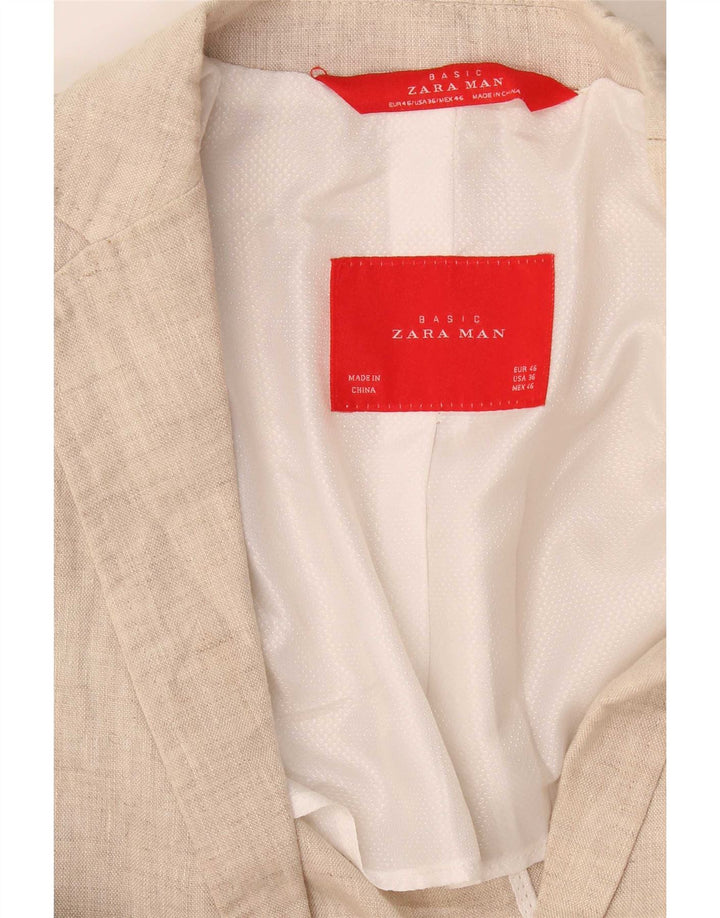 Jaqueta blazer masculina Zara com 2 botões UE 46 pequena bege